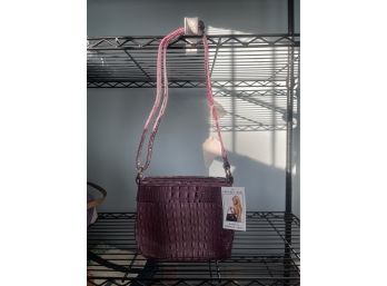 Purple Croc Embossed  Veccelli Bag - Italy