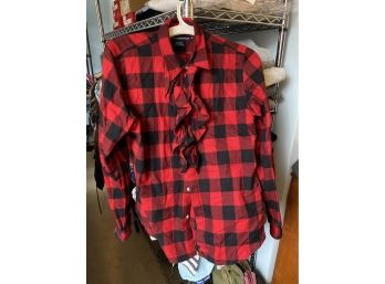 Ralph Lauren Ladies Size 10 Red/black Flannel Shirt With Flair