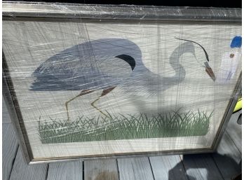 Beautiful Blue Heron  Serigraph Framed 33 X 24 - Ikki Matsumoto Artist