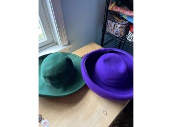 Wide Brimmed Hats - Bloomingdales (green) - Purple Slightly Damaged