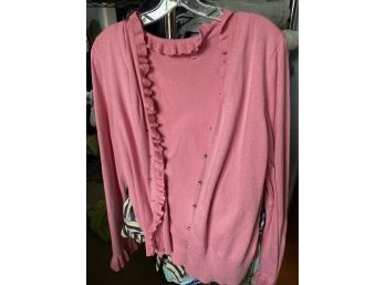 Lilly Pulitzer Pink Ruffled Cardigan Sweater XL