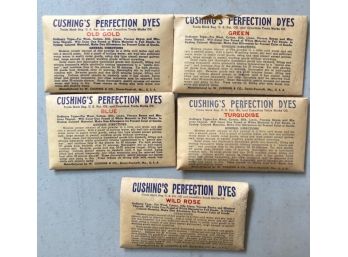 Vintage Unopened 'CUSHING'S PERFECTION DYES' Packets,, VARIOUS COLORS