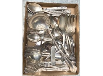 Box Of Vintage Silver Plate Flatware