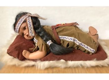 Sweet American Indian Baby Girl On Pillow