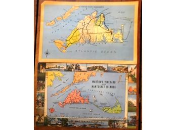 TWO GIANT POST CARDS, NANTUCKET & MARTHA'S VINYARED