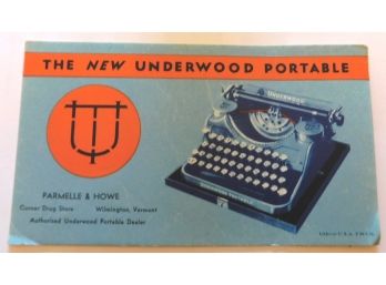 Vintage Blotter 'THE NEW UNDERWOOD PORTABLE' Typewriter