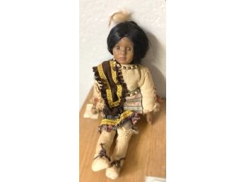 Seated American Indian Maiden DOLL , Great Outfit, With Tag