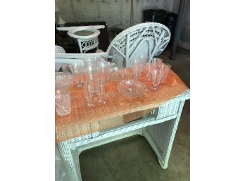Large Lot Crystal And Etched Glass