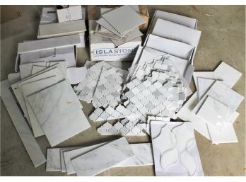 Lot Of Various Size's And Style's Of Tile And Marble Including Carrara Marble