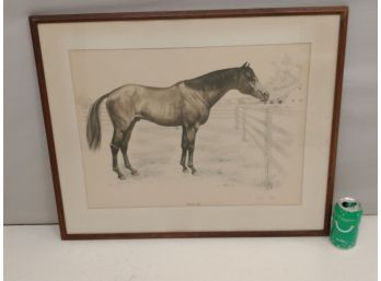 Franklin Stokes Signed Color Engraving Horse In Paddock Large Original Vintage Print Framed Art Listed Artist