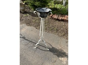 Vintage Garden Planter  Wrought Iron Base .42 Inches High 11 Inches In Diameter