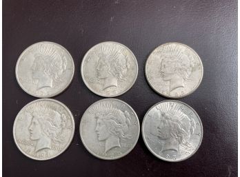 6 American Peace Silver Dollars . Nice Condition