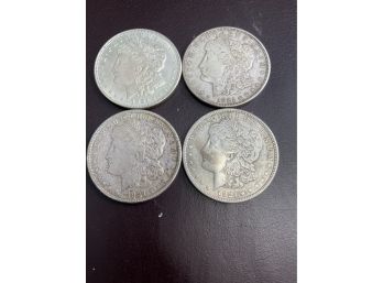 4 Pcs 1921 Morgan Silver Dollars , 1 AU.