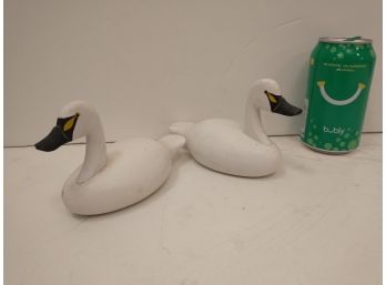 Capt Roger Urie Carved Wood Swans Miniature Diminutive Decoy Artist Maryland