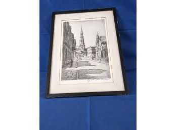 Pencil Signed Elizabeth O'Neill Verner (1883-1979) South Carolina Lithogrpah 'Church Street' With Gallery Info