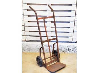 Vintage Steel Hand Truck With Hard Rubber Wheels