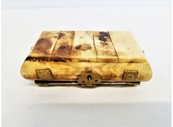 Vintage Bone And Brass Trinket Box