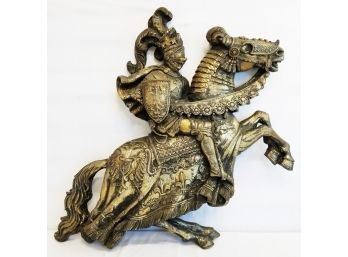 Fantastic Large MCM Vintage Medieval Knight On Horse 3D Sculpture Wall Hanging