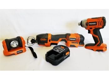 Ridgid Cordless Tool Lot: Pulse Driver, Fuego Reciprocating Saw & LED High Intensity Light