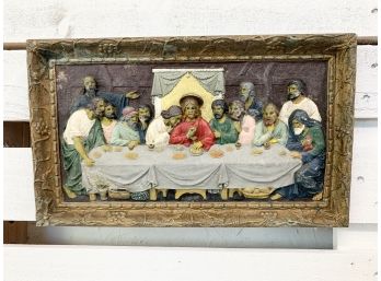 Vintage Jesus And The Last Supper Plaque Wall Hanging Cast Aluminum