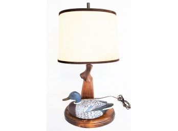 Wood Hunting Themed Duck Decoy & Rifle Table Lamp