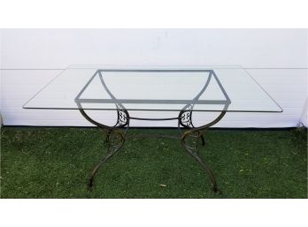 Rectangular Black Wrought Iron Glass Top Table