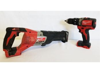 Cordless Milwaukee Sawzall & 1/2' Hammer Drill / Driver - Bare Tools Only - No Batteries Or Chargers