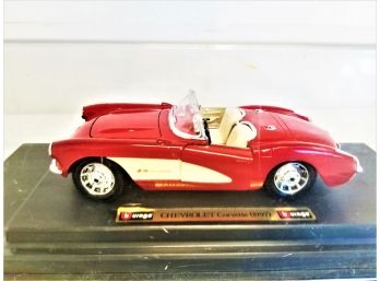 Burago 1957 Chevrolet Corvette Scale Die Cast Model In Plastic Case