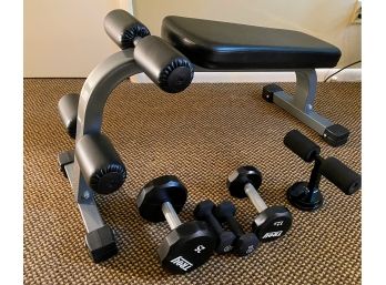 Workout Bench And Various Weights