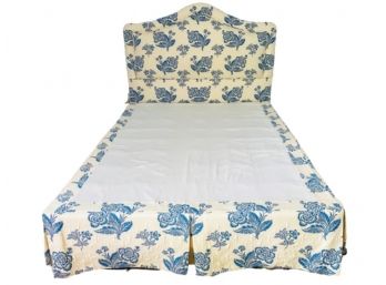 Queen Size Custom Upholstered Headboard And Coordinating Bedskirt - Includes Frame And Boxspring