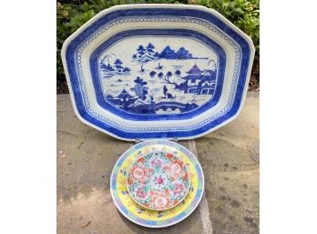 Decorative Plates And Platter Trio