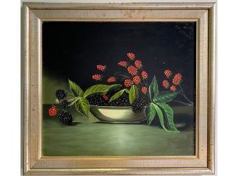 Oil On Board - Dish Of Blackberries