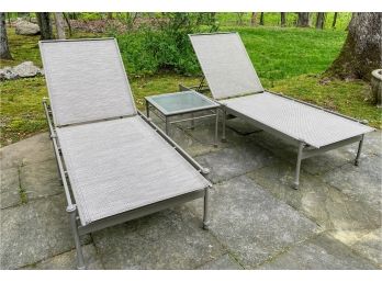 Pair Of High Quality Outdoor Lounge Chairs And Side Table - GREAT CONDITION!