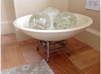 Crystal Balls In Travertine Fruit Bowl - Weston Pickup