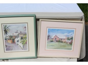 2 Framed Bermuda Watercolor Prints By Carole Holding Signed & Numbered