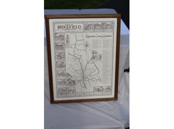 Commemorative Ridgefield CT Bicentennial Town Map/poster