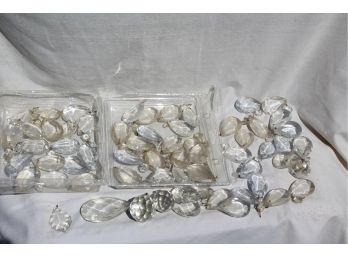 Incredible Vintage Collection Of Over 60 Cut Glass Almonds & 60 Cut-Glass Crystal Icicles