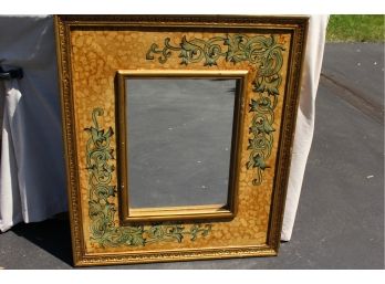 Vintage Gold Trimmed Mirror With Scroll-work Design