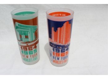 Incredible 1964 NYC Worlds Fair Highball Tumblers - Paint Is Perfect