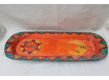 2 Cool Items - African Themed Waste-basket & Hand-carved Folk-art Tray