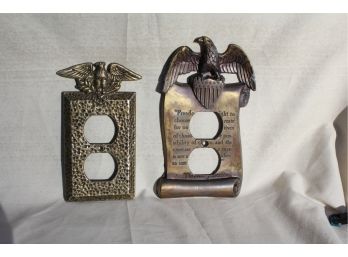 Vintage Brass Wall Switch Plates Early-American 1960s