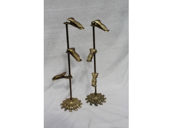 Rare Vintage Brass Hand-clasp Stands - Japan