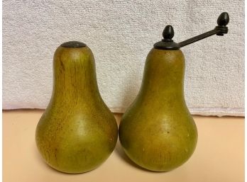 Vintage Wooden Green Pear Salt & Pepper Shakers