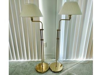 Pair Brass Adjustable Floor Lamps