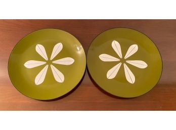 Cathrineholm Olive Green Lotus Leaf Enamelware Plates (2)