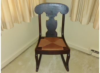 Mahogany Rush Seat Rocking Chair