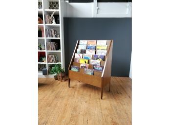 Mid Century Walnut Vinyl Records Media Display Case