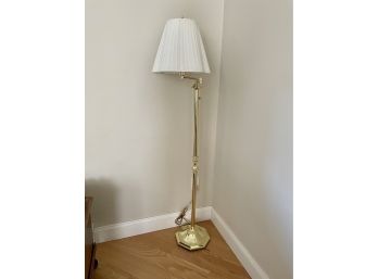 Brass Floor Lamp With Scalloped & Pleated Shade