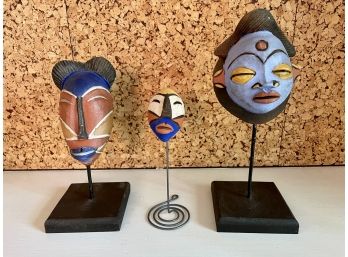 Trio Of Small Painted Masks From Africa