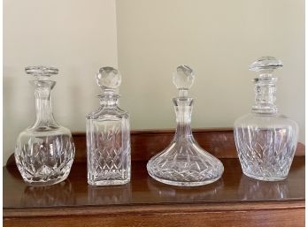 Four Cut Crystal & Glass Decanters